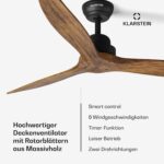 Santa Elena Smart Deckenventilator 52" 10260m³/h Echtholzflügel 6 Stufen Fernbedienung App-Steuerung – Bild 2
