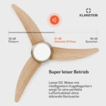El Paso Deckenventilator mit Licht | 132 cm | 35 W | Leiser Betrieb | Holz – Bild 5