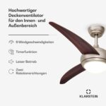 El Paso Deckenventilator mit Licht | 132 cm | 35 W | Leiser Betrieb | Holz – Bild 2