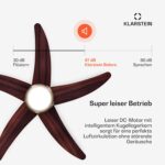 Bolero Deckenventilator mit Licht | 132 cm | 35 W | Leiser Betrieb | Holz – Bild 5