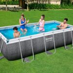Conjunto de Piscina Desmontable Power Steel de Ratán Gris de 4.04 m x 2.01 m x 1.00 m con depuradora de arena – Bild 2