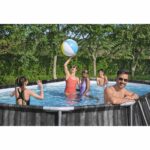 Piscina Desmontable Tubular Bestway Power Steel Oval Diseño Madera 610x366x122 cm con Depuradora Cartucho 5.678 L/H – Bild 3